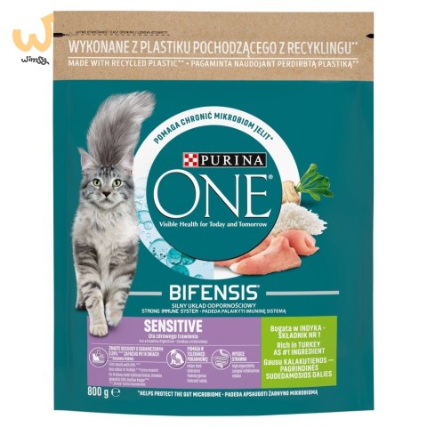 PURINA One Bifensis Adult Sensitive Bogata w Indyka i Ryż - sucha karma dla kota - 800 g PURINA One Bifensis Adult Sensitive Bogata w Indyka i Ryż - sucha karma dla kota - 800 g