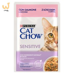 Purina Cat Chow Sensitive z łososiem i cukinią w sosie - mokra karma dla kota - 85 g
