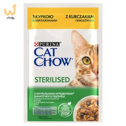 Purina Cat Chow Sterilised z kurczakiem i bakłażanem w sosie - mokra karma dla kota - 85 g