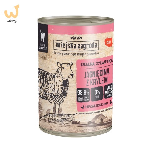 Wiejska Zagroda - Jagnięcina z krylem - Mokra karma dla kota - 400g Wiejska Zagroda - Jagnięcina z krylem - Mokra karma dla kota - 400g