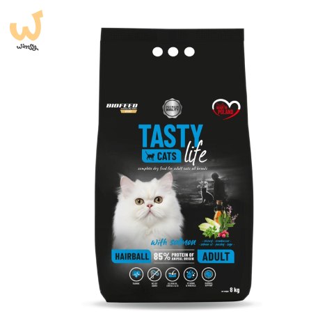 BIOFEED TASTY CATS LIFE HAIRBALL WITH SALMON 8KG BIOFEED TASTY CATS LIFE HAIRBALL WITH SALMON 8KG