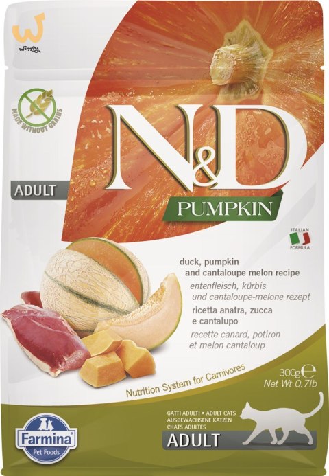 FARMINA N&D Pumpkin Cat Duck and Cantaloupe Melon Adult - sucha karma dla kota - 300 g FARMINA N&D Pumpkin Cat Duck and Cantaloupe Melon Adult - sucha karma dla kota - 300 g