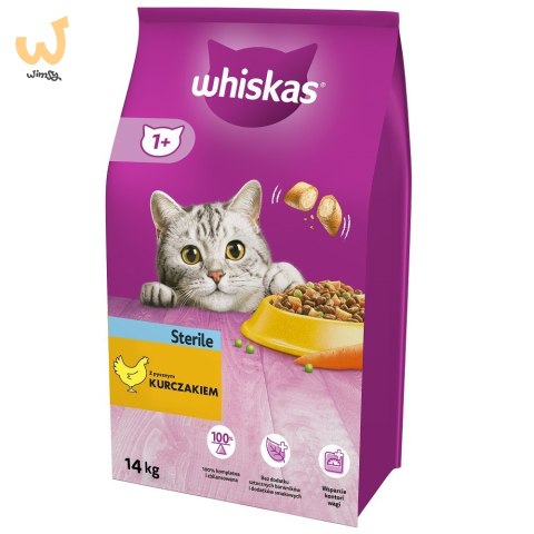 WHISKAS Sterile z kurczakiem - sucha karma dla kotów po sterylizacji - 14 kg