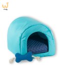 GO GIFT Jaskinia Budka dla kota i psa - niebieski - 40 x 33 x 29 cm