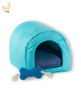GO GIFT Jaskinia Budka dla kota i psa - niebieski - 40 x 33 x 29 cm
