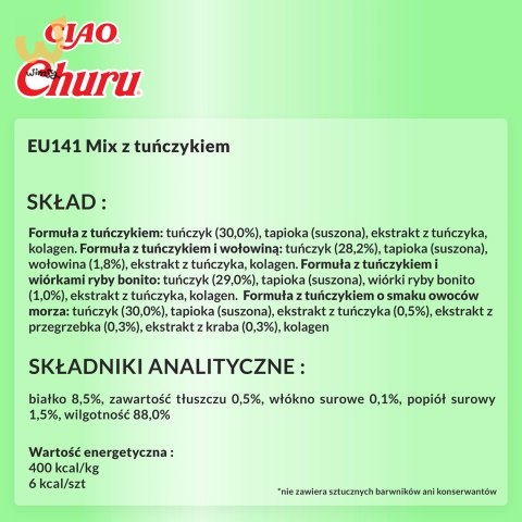 INABA CAT CHURU VARIETIES tuńczyk - przysmak dla kota 40x14 g INABA CAT CHURU VARIETIES tuńczyk - przysmak dla kota 40x14 g