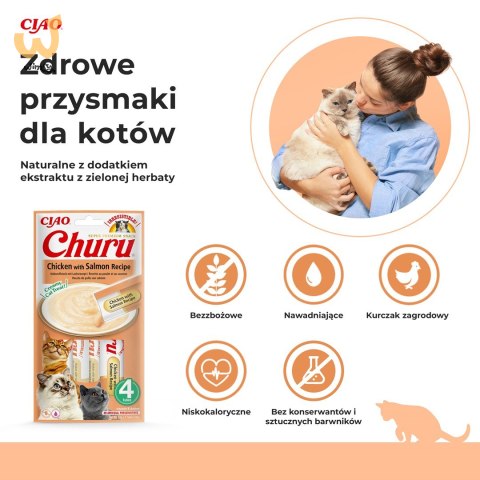 INABA Churu Kurczak z łososiem - przysmak dla kota - 4x14 g INABA Churu Kurczak z łososiem - przysmak dla kota - 4x14 g