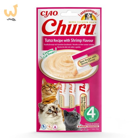 INABA Churu Tuńczyk z krewetkami - przysmak dla kota - 4x14 g