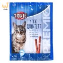 TRIXIE Stick Quintett Premio Paluszki z łososiem i pstrągiem - przysmak dla kota - 5x5 g
