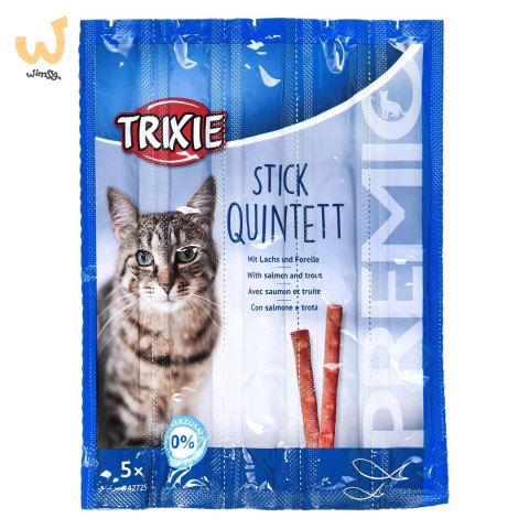 TRIXIE Stick Quintett Premio Paluszki z łososiem i pstrągiem - przysmak dla kota - 5x5 g
