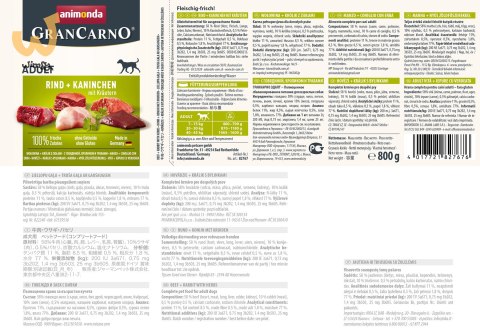 ANIMONDA Grancarno Adult wołowina, królik i zioła - mokra karma dla psa - 800g ANIMONDA Grancarno Adult wołowina, królik i zioła - mokra karma dla psa - 800g