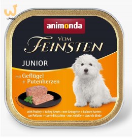 ANIMONDA Vom Feinsten Junior drób i serca indyka - mokra karma dla szczeniąt - 150g