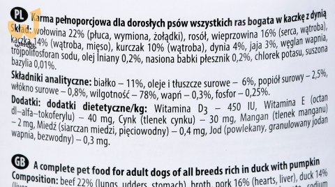 DOLINA NOTECI Premium bogata w kaczkę z dynią - mokra karma dla psa - 400g DOLINA NOTECI Premium bogata w kaczkę z dynią - mokra karma dla psa - 400g