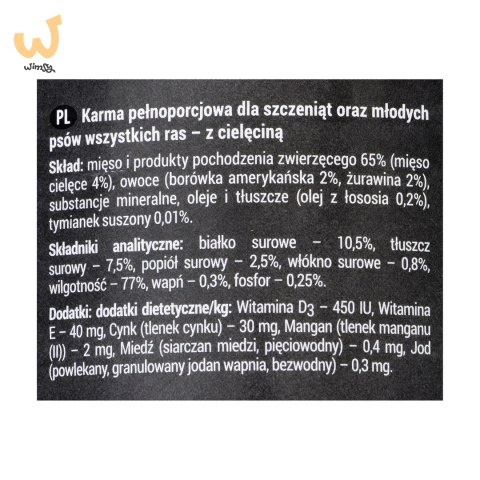 DOLINA NOTECI Rafi junior z cielęciną - mokra karma dla szczeniąt - 400 g DOLINA NOTECI Rafi junior z cielęciną - mokra karma dla szczeniąt - 400 g