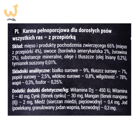DOLINA NOTECI Rafi z przepiórką, borówką i żurawiną - mokra karma dla psa - 400g DOLINA NOTECI Rafi z przepiórką, borówką i żurawiną - mokra karma dla psa - 400g