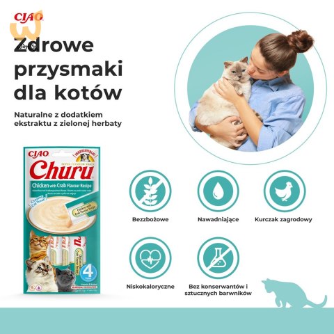 INABA Churu Kurczak z krabem - przysmak dla kota - 4x14 g INABA Churu Kurczak z krabem - przysmak dla kota - 4x14 g