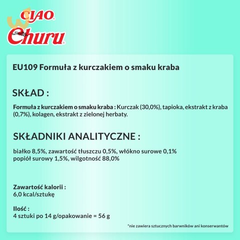 INABA Churu Kurczak z krabem - przysmak dla kota - 4x14 g INABA Churu Kurczak z krabem - przysmak dla kota - 4x14 g