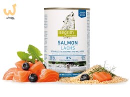 Isegrim Karma mokra dla psa puszka JUNIOR ŁOSOŚ KASZA BORÓWKA 400G