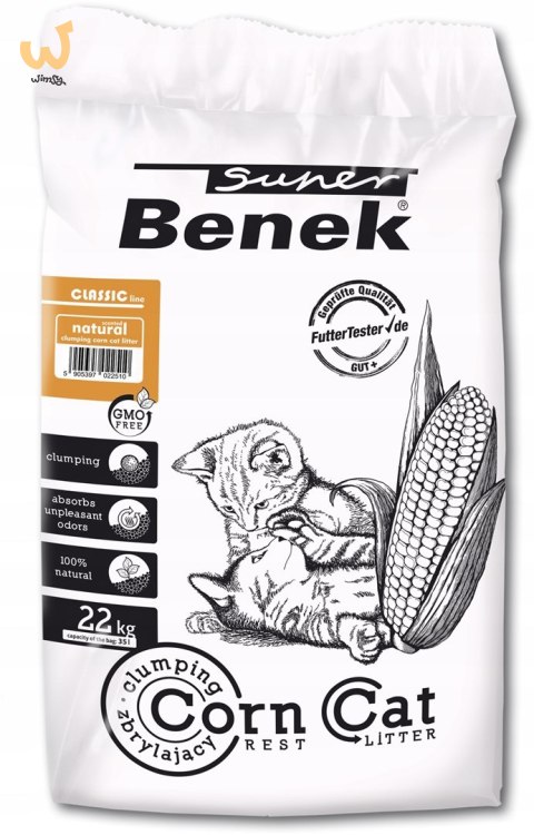 SUPER BENEK Corn Cat Naturalny - żwirek do kuwety - 35 l SUPER BENEK Corn Cat Naturalny - żwirek do kuwety - 35 l
