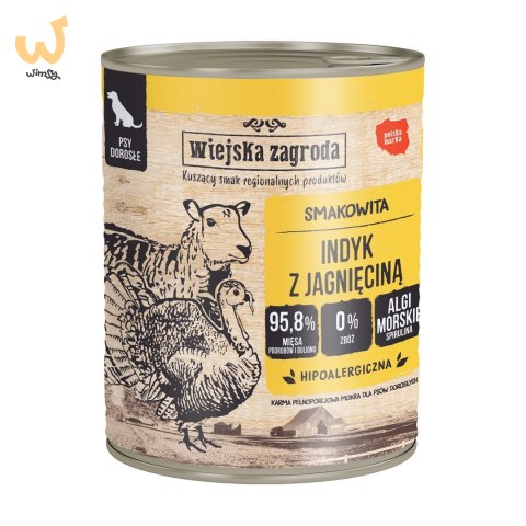 Wiejska Zagroda Indyk z jagnięciną - mokra karma dla psa - 800g