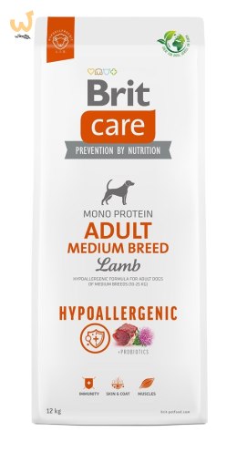 BRIT Care Hypoallergenic Adult Medium Breed Lamb - sucha karma dla psa - 12 kg