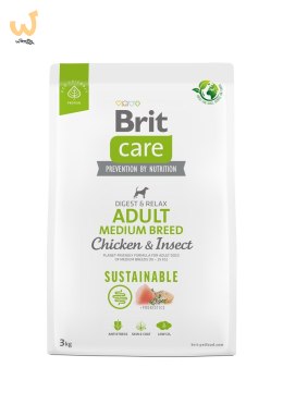 BRIT Care Sustainable Adult Medium Breed Chicken & Insect - sucha karma dla psa - 3 kg