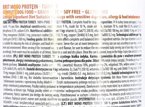 BRIT Mono Protein Turkey - mokra karma z indykiem dla psa - 400 g BRIT Mono Protein Turkey - mokra karma z indykiem dla psa - 400 g