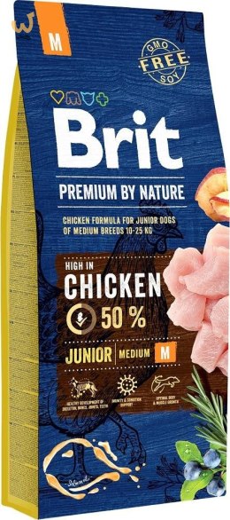 BRIT PREMIUM BY NATURE Junior M - sucha karma dla szczeniąt średnich ras - 15 kg