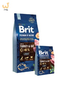 BRIT PREMIUM BY NATURE Light - sucha karma z indykiem i owsem dla psów dorosłych z nadwagą - 15 kg
