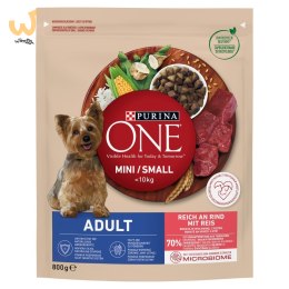 PURINA One Mini Adult Wołowina, ryż - sucha karma dla psa - 800 g