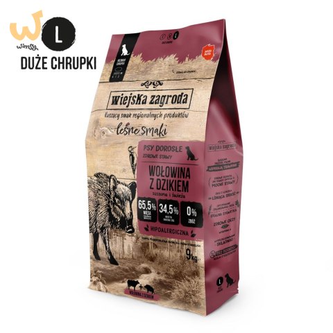 WIEJSKA ZAGRODA Wołowina z dzikiem (dorosły) chrupki L - Karma sucha dla psa - 9kg WIEJSKA ZAGRODA Wołowina z dzikiem (dorosły) chrupki L - Karma sucha dla psa - 9kg