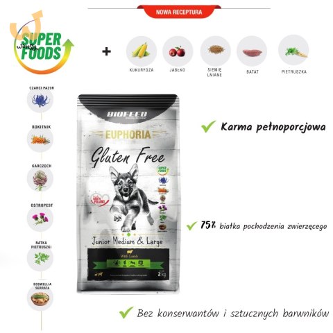BIOFEED Euphoria G-F MID&MAXI jagnięcina 2kg BIOFEED Euphoria G-F MID&MAXI jagnięcina 2kg