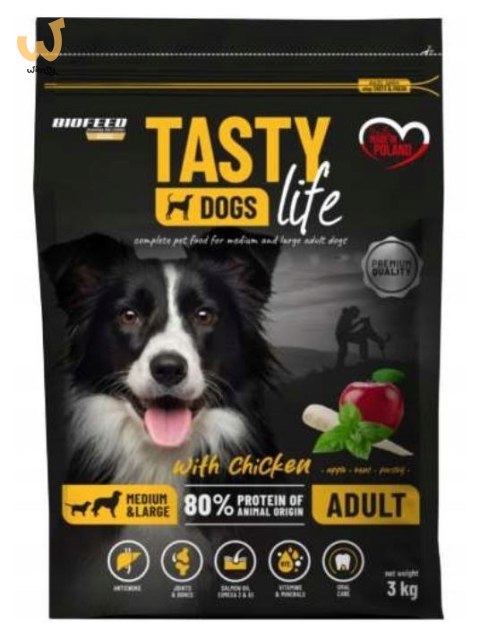 BIOFEED TASTY DOGS LIFE ADULT M&L WITH CHICKEN 3KG