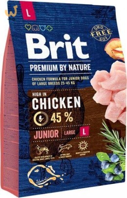 BRIT Premium By Nature Junior L - sucha karma dla szczeniąt dużych ras - 3 kg