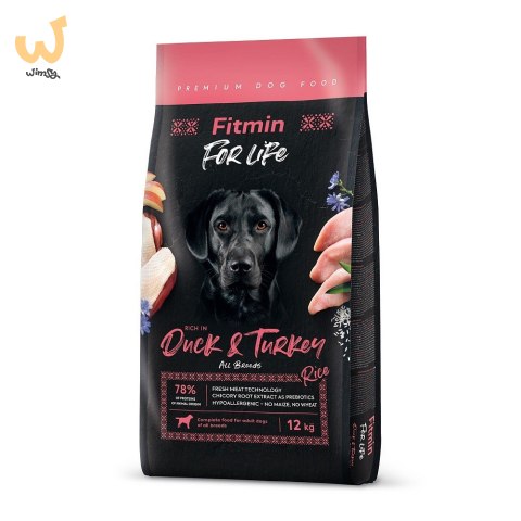 FITMIN Dog For Life Duck & Turkey - sucha karma dla psa - 12 kg