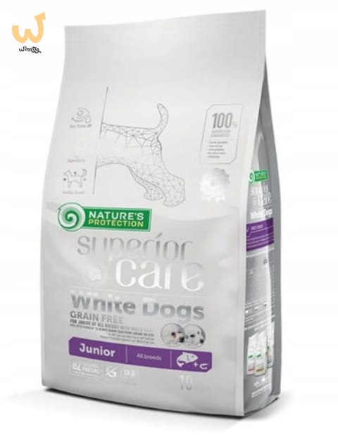 Nature's Protection White Dogs Grain Free Łosoś Junior All Breeds 10kg