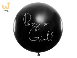Balon Gender Reveal Chłopiec czy dziewczynka niebieskie konfetti 100cm