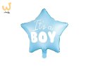 Balon foliowy "It's a boy" na baby shower gwiazda niebieska 48cm