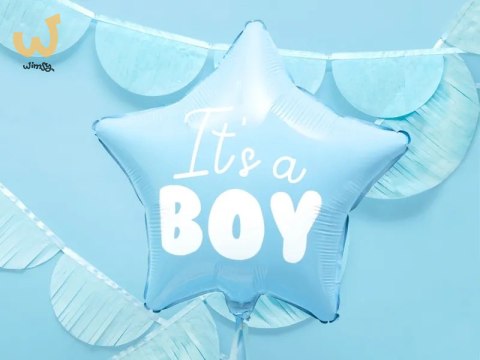 Balon foliowy "It's a boy" na baby shower gwiazda niebieska 48cm Balon foliowy "It's a boy" na baby shower gwiazda niebieska 48cm