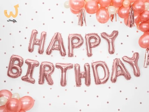 Balon foliowy dekoracja urodzinowa Happy Birthday różowe złoto 340cm x 35cm Balon foliowy dekoracja urodzinowa Happy Birthday różowe złoto 340cm x 35cm