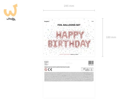 Balon foliowy dekoracja urodzinowa Happy Birthday różowe złoto 340cm x 35cm Balon foliowy dekoracja urodzinowa Happy Birthday różowe złoto 340cm x 35cm