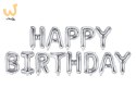 Balon foliowy dekoracja urodzinowa Happy Birthday srebrna 340cm x 35cm