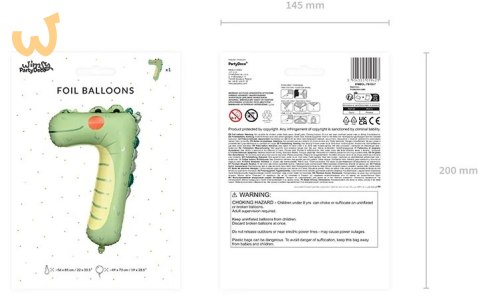 Balon foliowy urodzinowy cyfra "7" - Krokodyl 49x73 cm Balon foliowy urodzinowy cyfra "7" - Krokodyl 49x73 cm