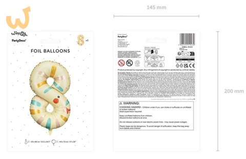 Balon foliowy urodzinowy cyfra "8" - Wąż 43x72 cm Balon foliowy urodzinowy cyfra "8" - Wąż 43x72 cm