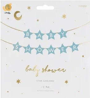 Baner napis na baby shower gwiazdki jasnoniebieskie 290cm x 16,5cm Baner napis na baby shower gwiazdki jasnoniebieskie 290cm x 16,5cm