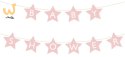 Baner napis na baby shower gwiazdki jasnoróżowe 290cm x 16,5cm