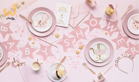 Baner napis na baby shower gwiazdki jasnoróżowe 290cm x 16,5cm Baner napis na baby shower gwiazdki jasnoróżowe 290cm x 16,5cm