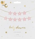 Baner napis na baby shower gwiazdki jasnoróżowe 290cm x 16,5cm