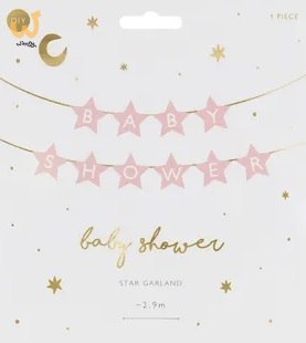 Baner napis na baby shower gwiazdki jasnoróżowe 290cm x 16,5cm Baner napis na baby shower gwiazdki jasnoróżowe 290cm x 16,5cm