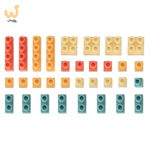Klocki konstrukcyjne zestaw w wózku pojemniku z pokrywą 32el. Klocki konstrukcyjne zestaw w wózku pojemniku z pokrywą 32el.